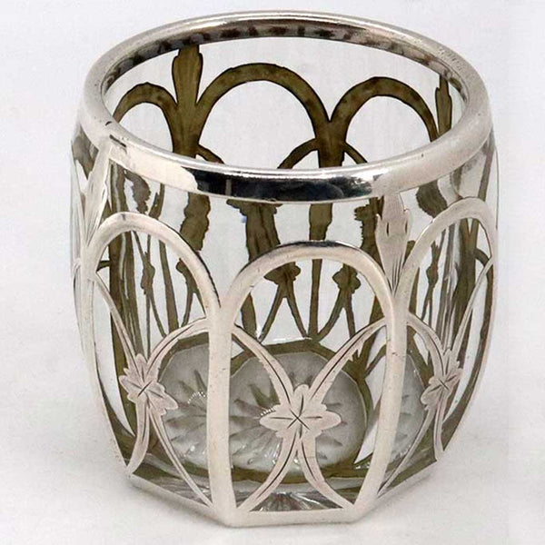 American Heisey Silver Overlay Glass Toothpick Holder