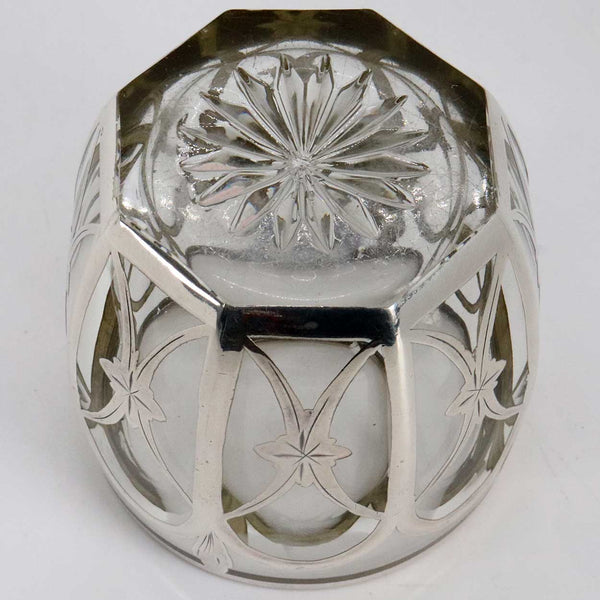 American Heisey Silver Overlay Glass Toothpick Holder