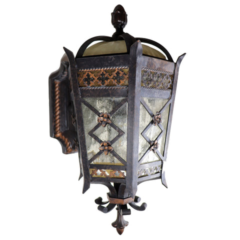 American Fine Art Lamps Brass and Glass Outdoor One-Light Wall Sconce Lantern