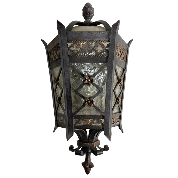 American Fine Art Lamps Brass and Glass Outdoor One-Light Wall Sconce Lantern