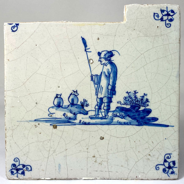 Collection of 16 Dutch Delft Blue and White Pottery Tiles