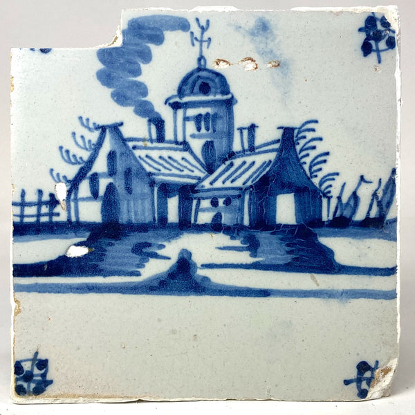 Collection of 16 Dutch Delft Blue and White Pottery Tiles