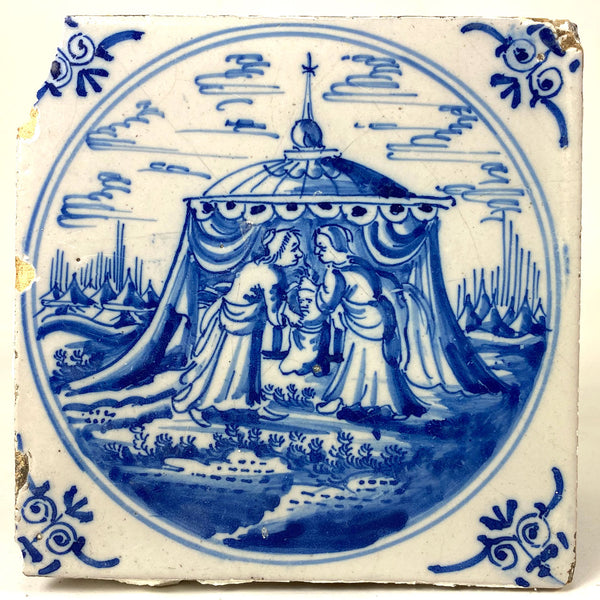 Collection of 16 Dutch Delft Blue and White Pottery Tiles