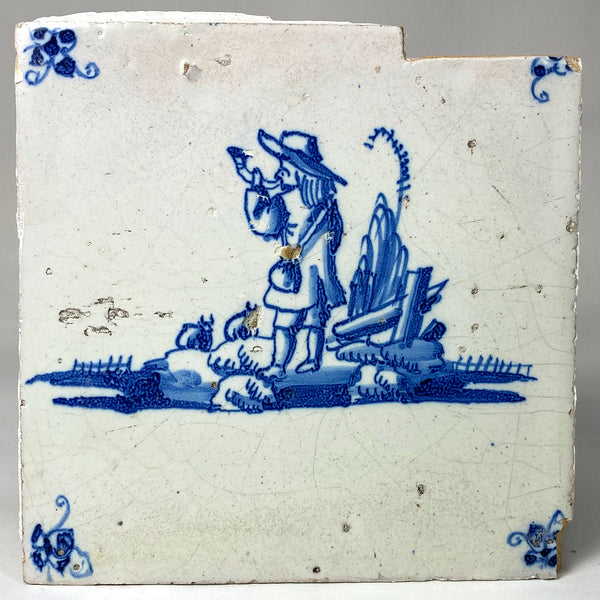 Collection of 16 Dutch Delft Blue and White Pottery Tiles
