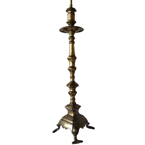 Tall Baroque Style Bronze Candlestick now Two-Light Table Lamp