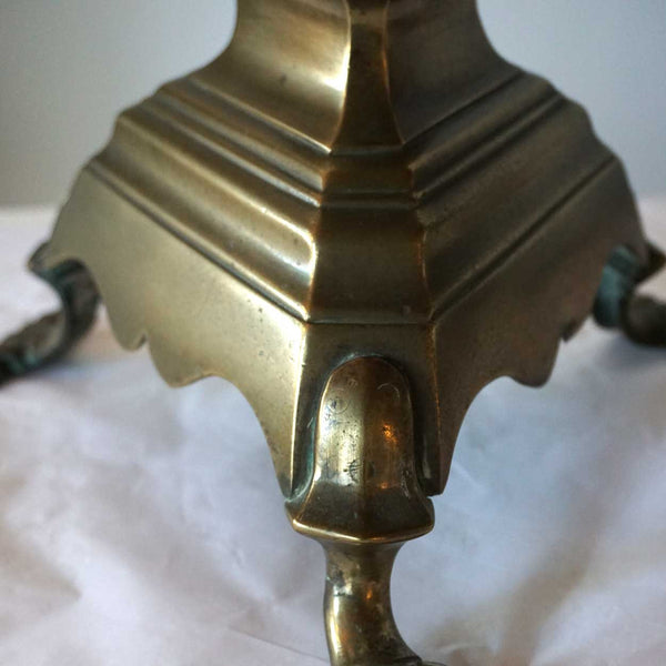 Large Baroque Style Bronze Candlestick Two-Light Table Lamp