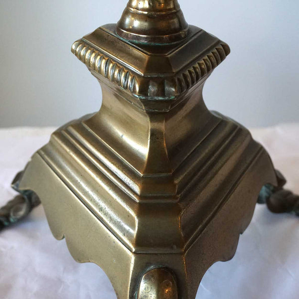 Large Baroque Style Bronze Candlestick Two-Light Table Lamp