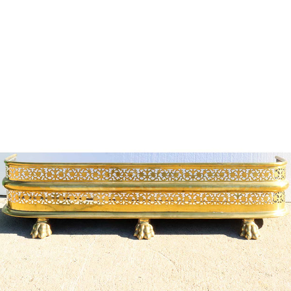 English Regency Style Pierced Brass Fireplace Fender