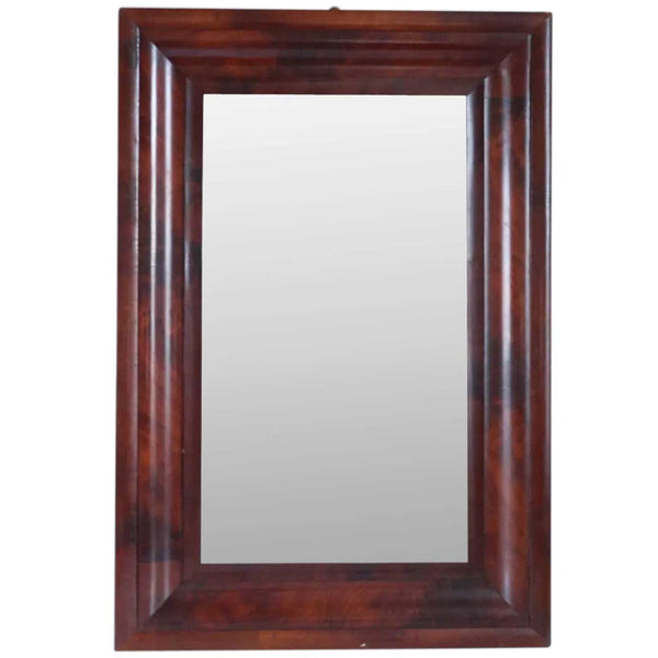 American Empire Flame Mahogany Ogee Frame Glass Wall Mirror