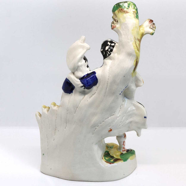 Large English Staffordshire Flatback Figural Group Spill Vase, Burns and his Mary