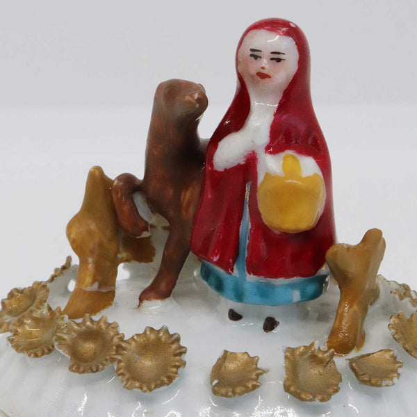 Set of Three Continental Victorian China Fairing Trinket Boxes and Snow Baby