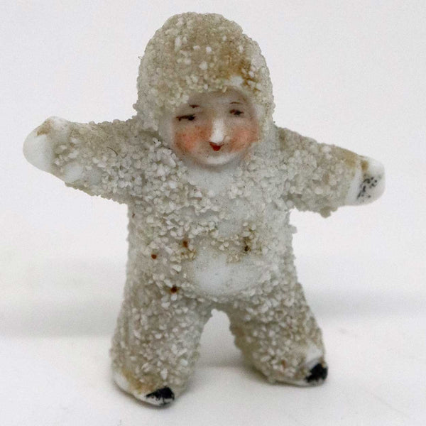 Set of Three Continental Victorian China Fairing Trinket Boxes and Snow Baby