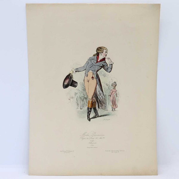 Two French Hand Colored Lithographs Prints, Modes Parisiennes Fashion Plates