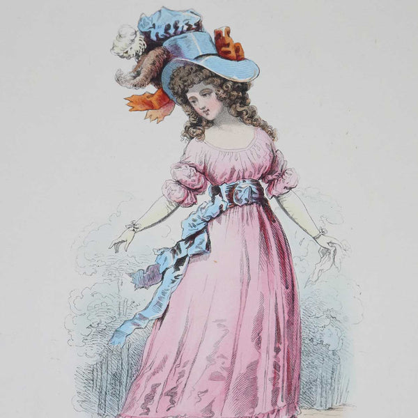 Two French Hand Colored Lithographs Prints, Modes Parisiennes Fashion Plates