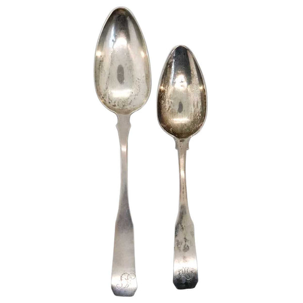 Two American Coin Silver Coffin Handle Spoons