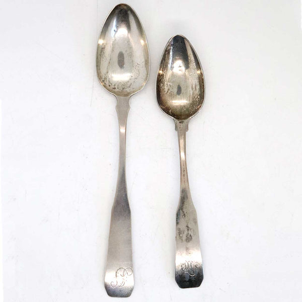 Two American Coin Silver Coffin Handle Spoons