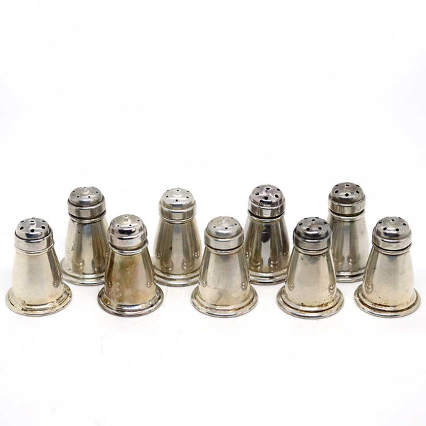 Set of Nine Vintage American A.T. Gunner & Co. Sterling Silver Individual Salt and Pepper Shakers