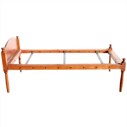 American New England Shaker Style Maple Hired Man's Single Rope Bed