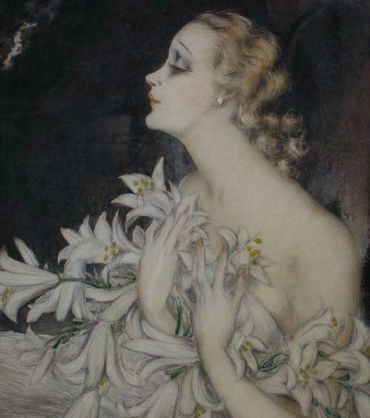 LOUIS ICART Etching and Drypoint, Lilies