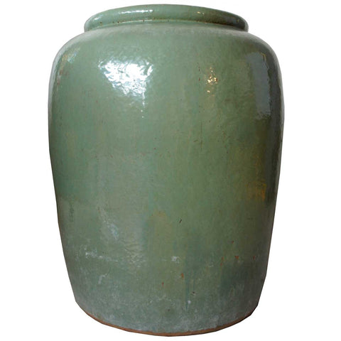 Large Chinese Celadon Green Glazed Pottery Water Urn