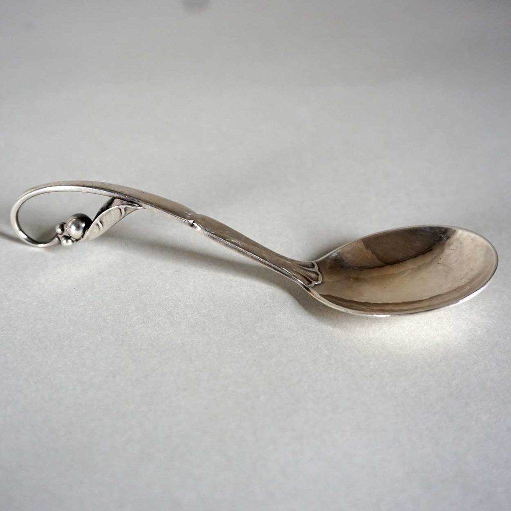 Small Vintage Danish Georg Jensen Sterling Silver Ornamental Jam Spoon