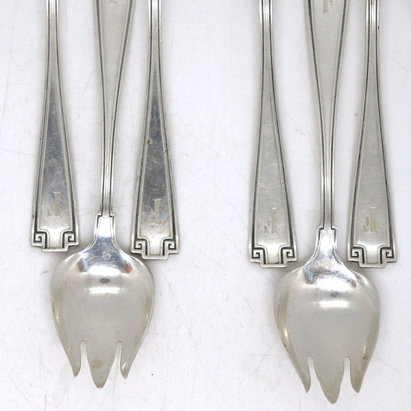 Set 10 American Gorham Sterling Silver Etruscan Pattern Ice Cream Forks