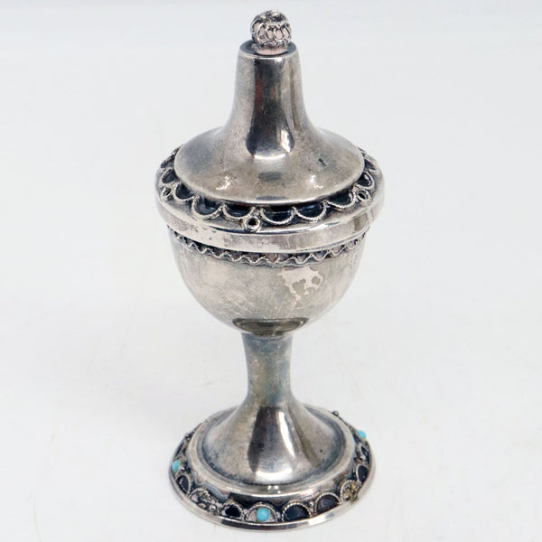 Judaica Silver Filagree (Besamin) Spice Box and German Wine Beaker Cup