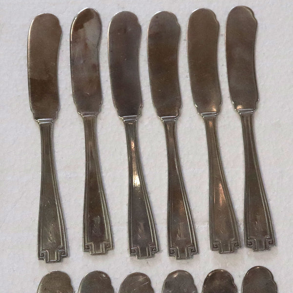 Set 12 American Gorham Sterling Silver Etruscan Pattern Butter Knives