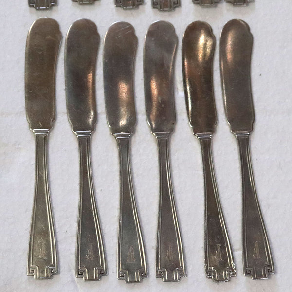 Set 12 American Gorham Sterling Silver Etruscan Pattern Butter Knives