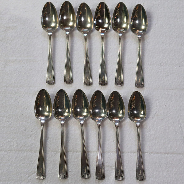 Set 12 American Gorham Sterling Silver Etruscan Pattern Demitasse Spoons