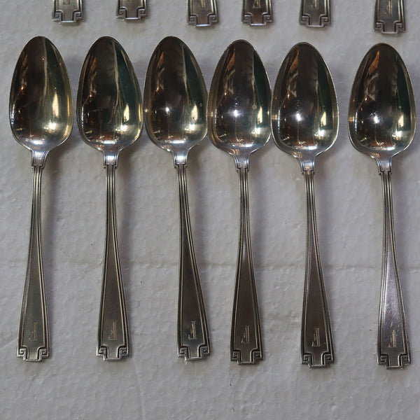 Set 12 American Gorham Sterling Silver Etruscan Pattern Demitasse Spoons