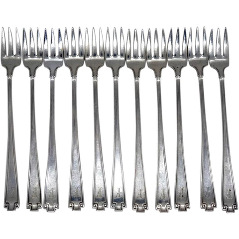 Set of 11 American Gorham Sterling Silver Etruscan Pattern Oyster Forks