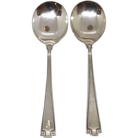 Set of Two American Gorham Sterling Silver Etruscan Bouillon Spoons