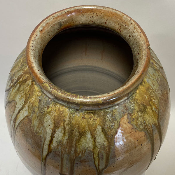 Large American DEREK REDDING for Flux Studio Drip Glazed Pottery Urn