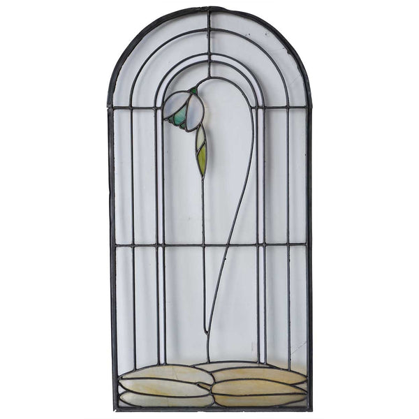 Set of 3 American George W. Maher Granville House Stained and Leaded Glass Arched Windows