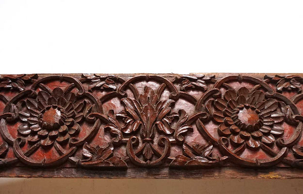 Fine Indian Haveli Carved Teak Architectural Panel