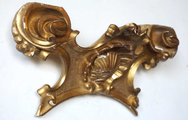 French Gilt Pine Carved Shell Scroll Pediment