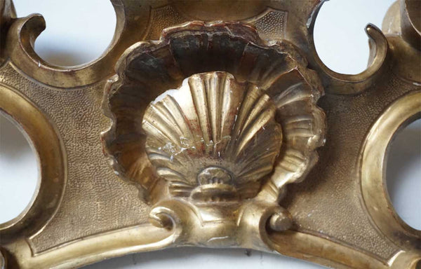 French Gilt Pine Carved Shell Scroll Pediment