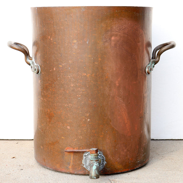 Large English Victorian Copper Pot with Handles and Spigot