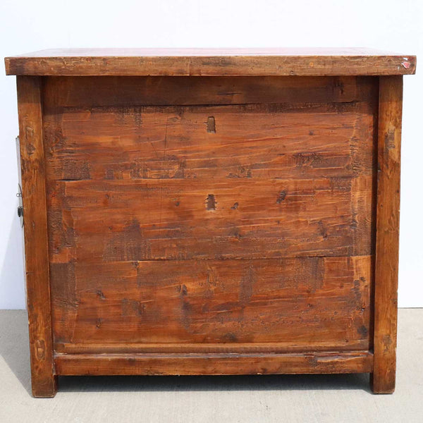 Small Mongolian Red Painted Pine and Poplar Double-Sided Cabinet