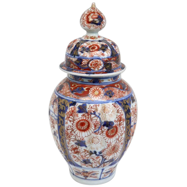 Japanese Meiji Imari Gilt Porcelain Lidded Temple Jar Urn