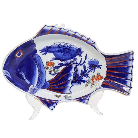 Japanese Meiji Porcelain Imari Fish-Form Plate