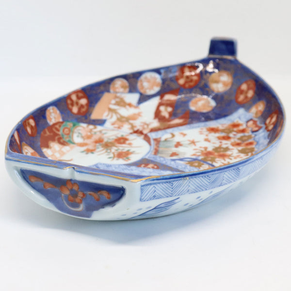 Japanese Meiji Porcelain Imari Boat-Form Serving Dish Platter