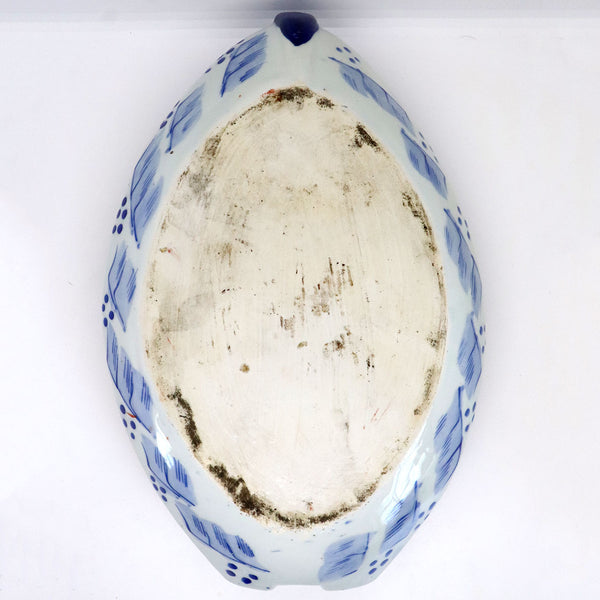 Large Japanese Meiji Porcelain Imari Boat Form Serving Dish Platter