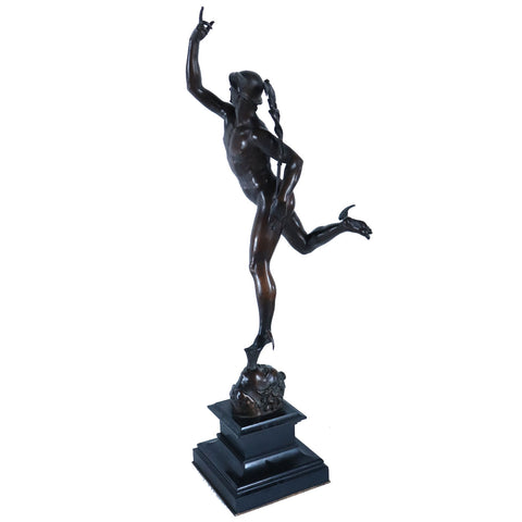 French After Giambologna F. Barbedienne Patinated Bronze Sculpture, Mercury