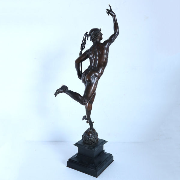 French After Giambologna F. Barbedienne Patinated Bronze Sculpture, Mercury