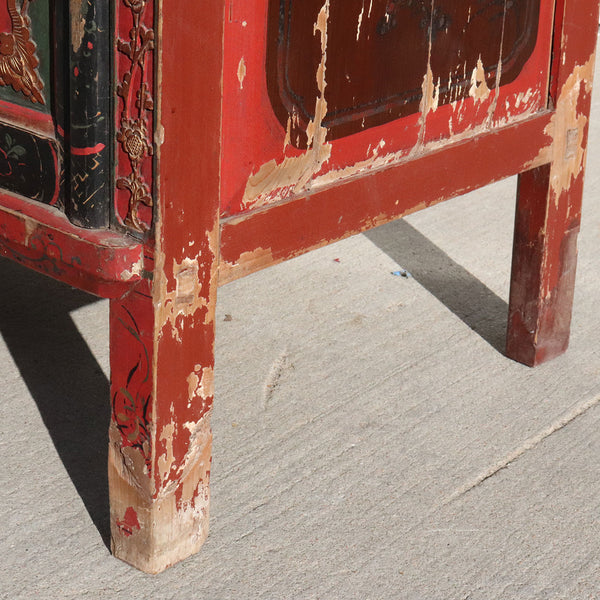 Chinese Qing Painted and Lacquered Pine Coffer / Side Cabinet