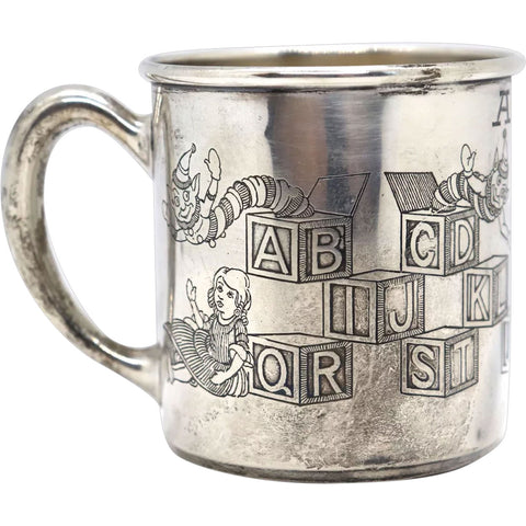 American R. Blackinton & Co. Sterling Silver Engraved Child's Alphabet Mug