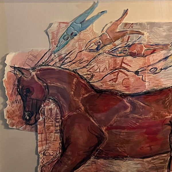 Large MICHELE BROWER Mixed Media and Pastel on Paper, Galloping Horse