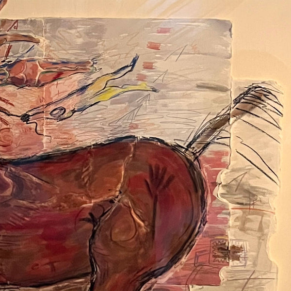 Large MICHELE BROWER Mixed Media and Pastel on Paper, Galloping Horse